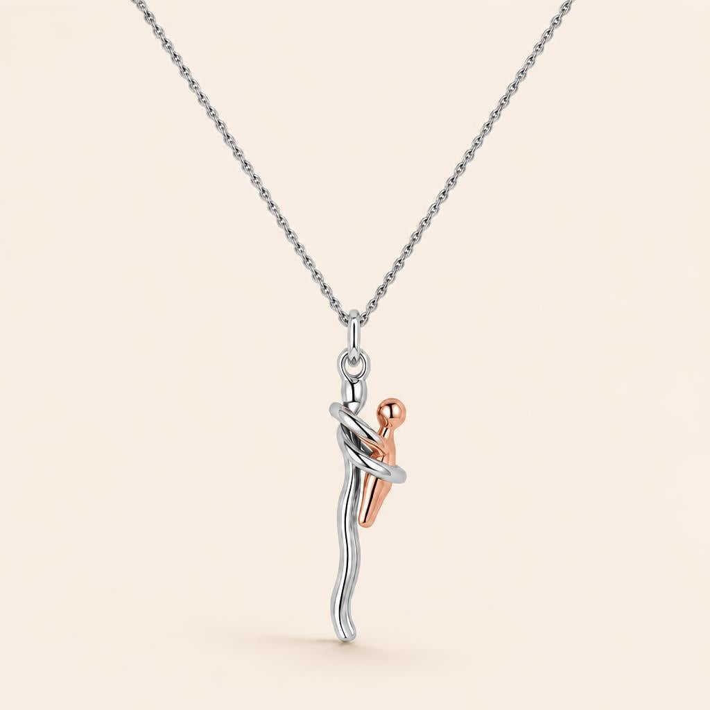 AMORA Embrace Necklace, silver and rose gold